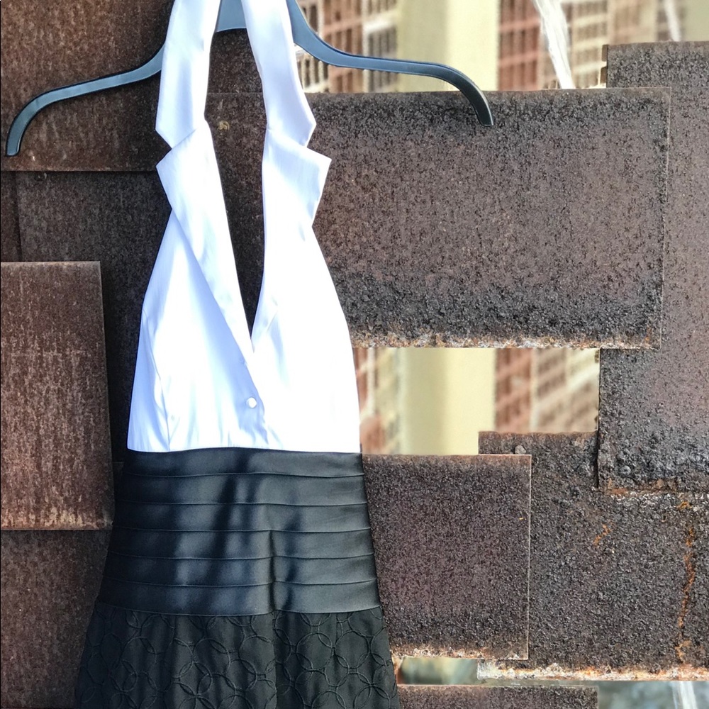 Jessica Simpson formal tuxedo dress.